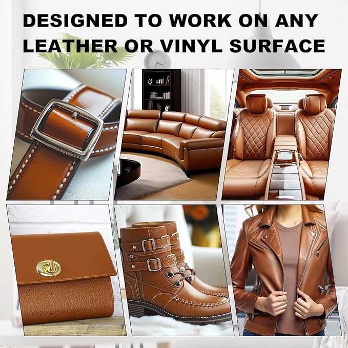 STARTSO WORLD 200Ml Leather Recoloring Balm with 100ML Leather Conditioner, Black Leather Repair Kit for Furniture, Leather Dye, Leather Scratch Repair, Leather Couch Paint