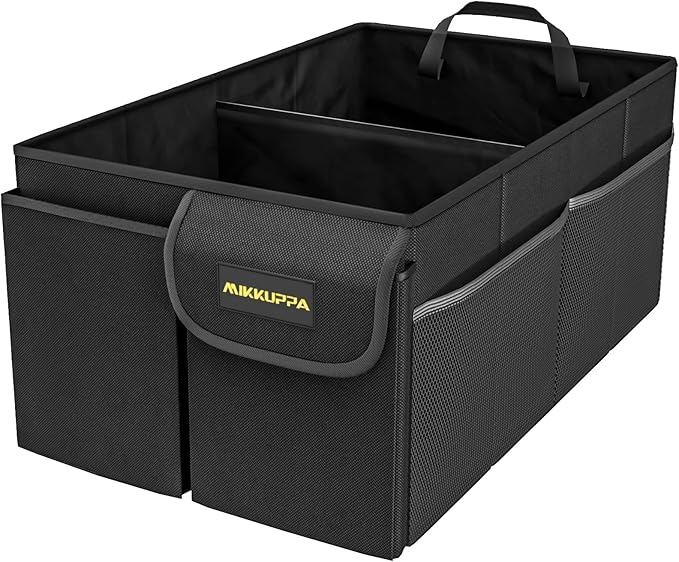 MIKKUPPA Car Trunk Organizer - 50L Collapsible Trunk Organizer, Sturdy Car Storage for SUV Auto Truck Van with Non Slip Bottom (Black)