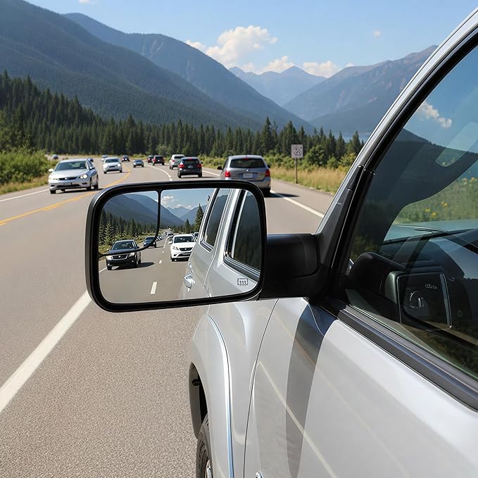 DWVO Side Towing Mirrors Compatible with 2005 2006 2007 2008 2009 2010 2011 2012 2013 2014 2015 Tacoma, Door Mirror with Power Adjustable Heated, Manual Folding Fliping Towing Mirrors