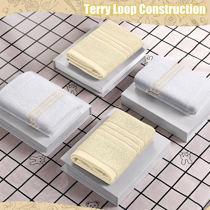 Dish Towels and Dishcloths with Oven Mitts Sets- 100% Cotton Tea Towels for Kitchen- 500 F Heat Resistant Oven Mittens 7.5"x12", Durable Dish Cloths 11.8"x11.8", Absorbent Dish Towels 13.5"x24"