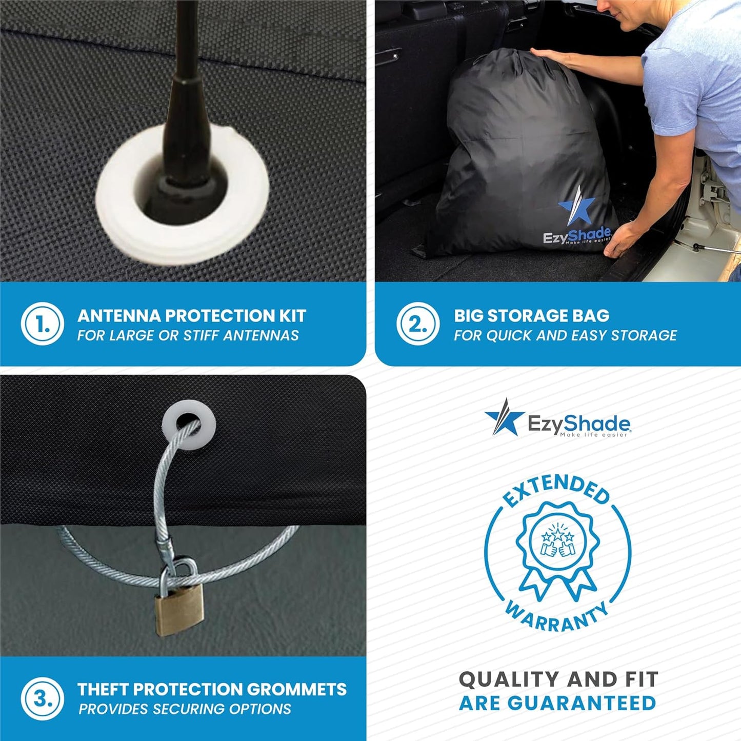 EzyShade 10-Layer Truck Cover Waterproof All Weather. See Vehicle Size-Chart for Accurate Fit. Outdoor Pickup Truck Covers - Gladiator Dakota Frontier. Sun Snow Rain. Black, Size T2 (See SizeChart)