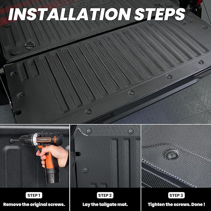 LASFIT Tailgate Mat for Toyota Tacoma 2024-2026 (Not Fit Drop-in Liners), All Weather Truck Tailgate Liner for Tacoma TPE Tailgate Protector Liner Tacoma 2024 2025 2026 Accessories, Black