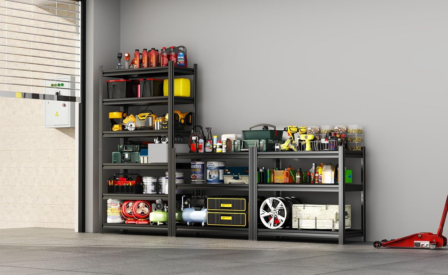 Adjustable 6-Tier Garage Shelving, Heavy Duty Steel Storage Rack, High Load Capacity, Ideal for Garage, Warehouse, or Home Organization (6-Tier 82" H x 40" W x 18" D)