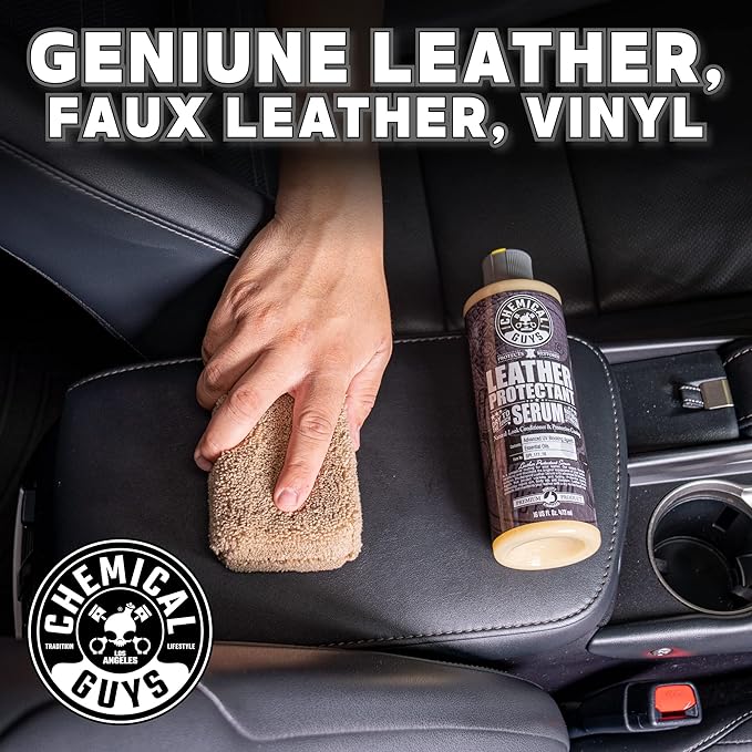 Chemical Guys Leather Cleaner & Leather Serum Kit for Car Interiors, Furniture, Apparel, Shoes, Boots, and More (Works on Natural, Synthetic, Pleather, Faux Leather and More), 16 fl oz - 2 Items