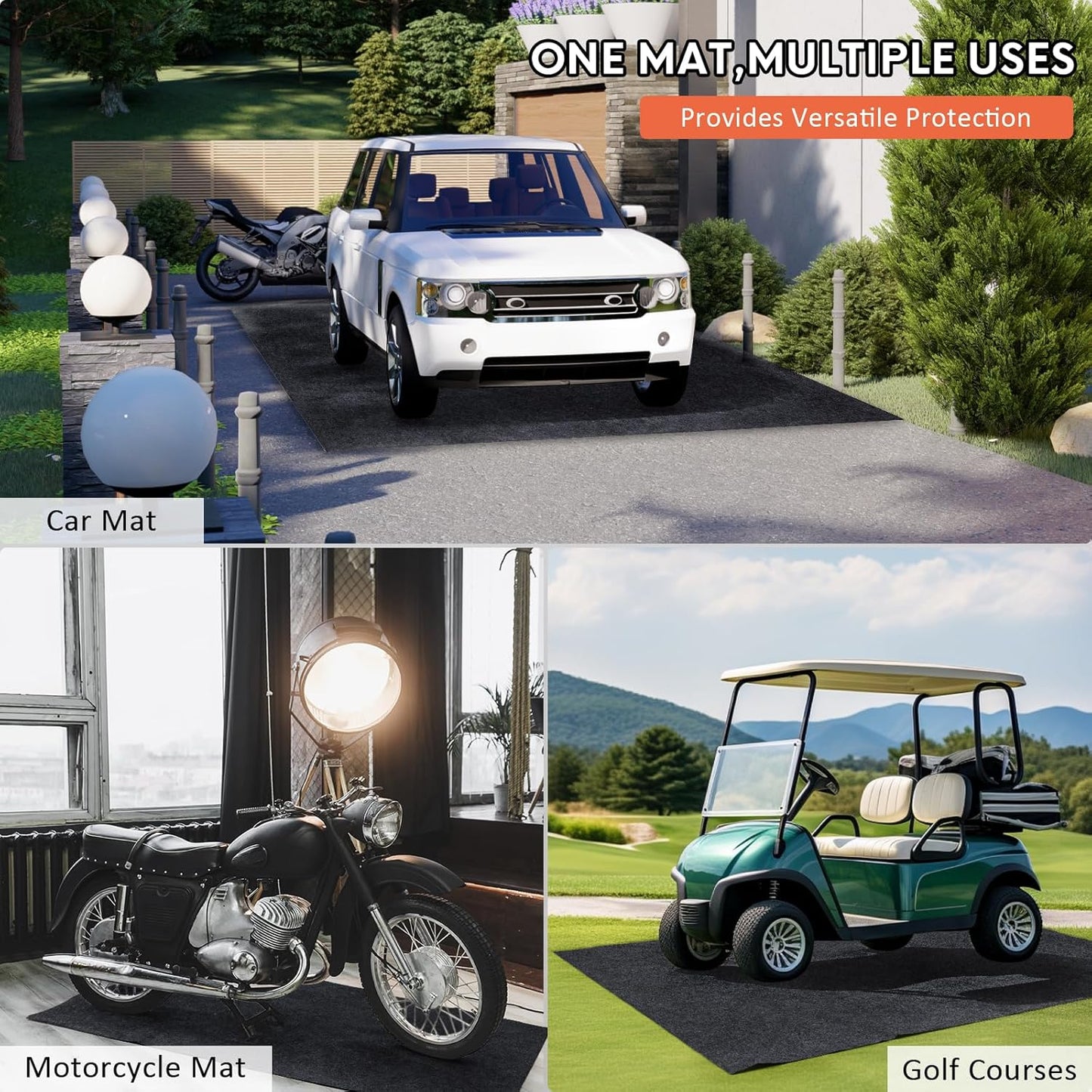 JERIA Oil Spill Mat (17x7.9 Ft) for Under Car Driveway Mats Oil Leaks Absorbent Oil Pad,Rubber Mat Garage Floor,Reusable,Waterproof Backing,Stain Resistant