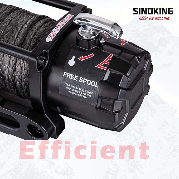 SINOKING 13500 lb Electric Winch for Jeep, Truck, SUV, Trailer Winch & Boat Winch – Heavy Duty Synthetic Rope 12V Winch, Waterproof Towing Winch with Wireless and Wired Remote