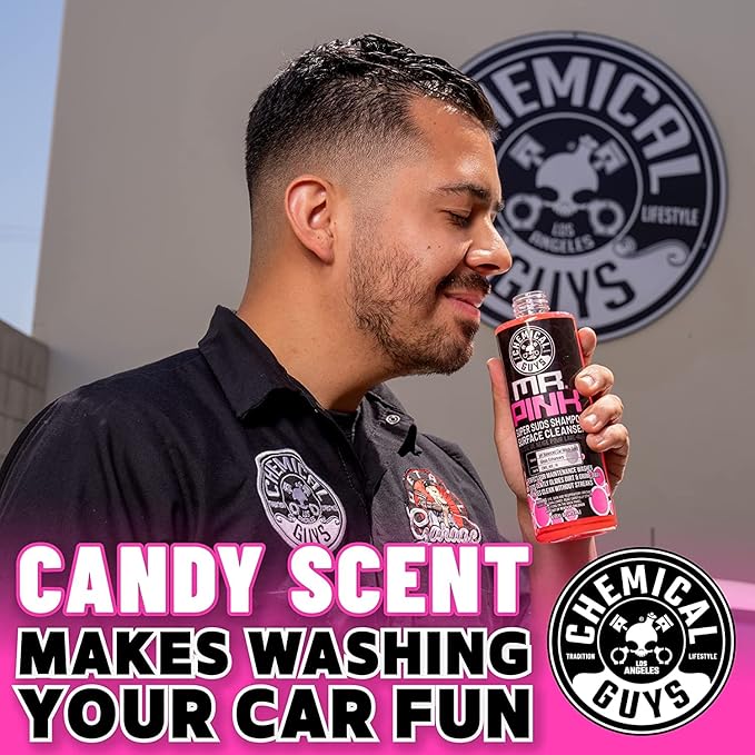 Chemical Guys Mr. Pink Foaming Car Wash Soap - High-Suds pH-Balanced Car Shampoo for Bucket Washes and Foam Cannons - Safe on Wax, Sealants, and All Paint Finishes - 16 oz Candy Scent