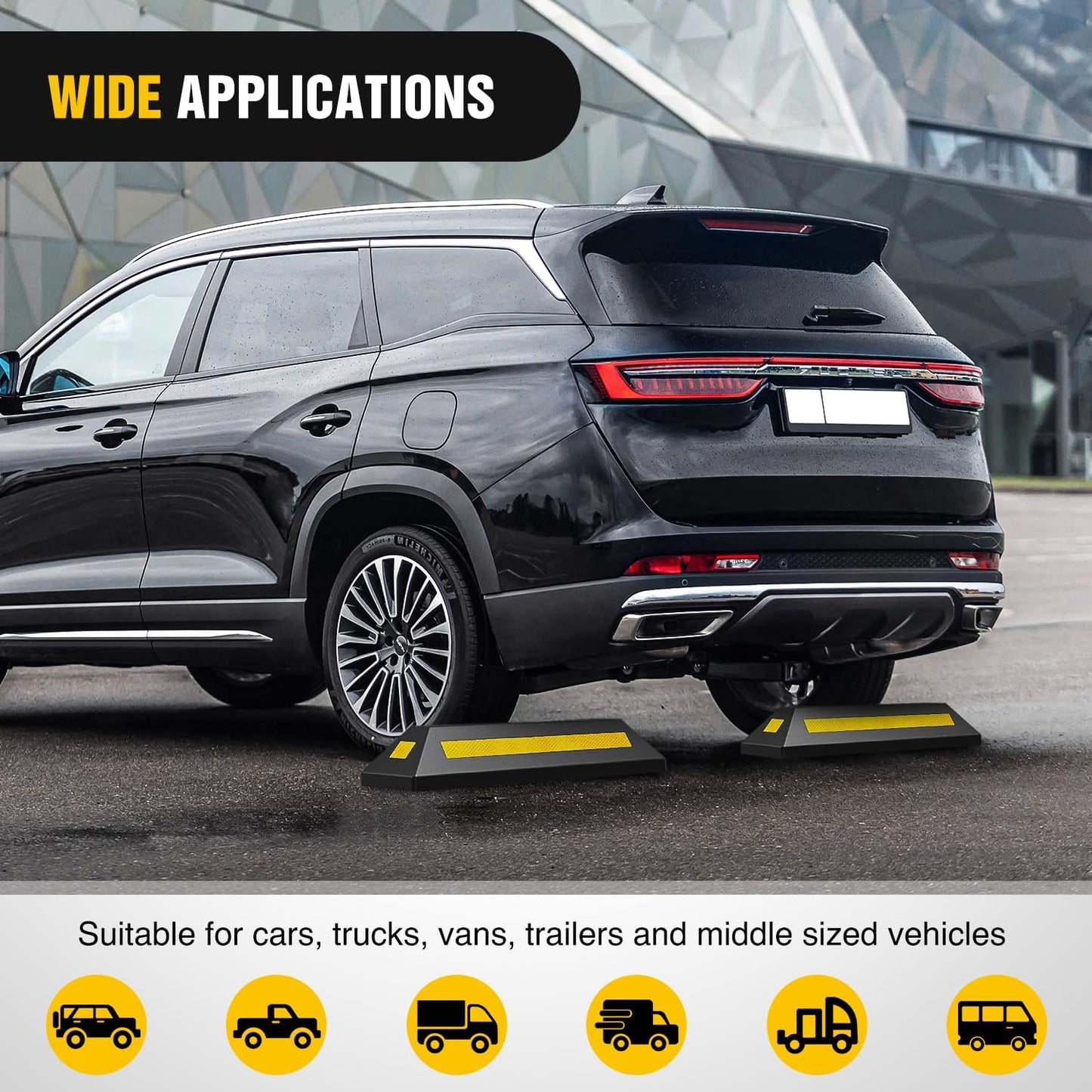 Nilight Parking Curb - Heavy Duty Rubber Garage Driveway Car Wheel Stopper Parking Aid Block Gadgets, 2-Pack