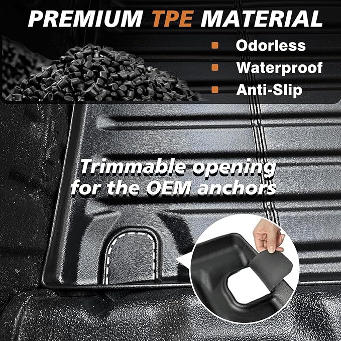 TripleAliners Truck Bed Mat Compatible with 2022 2023 2024 2025 Ford Maverick Hybrid & Gas Accessories Vehicle Perfectly Flush All Weather Protection TPE Heavy Duty Pickup Car Bed Cargo Mat