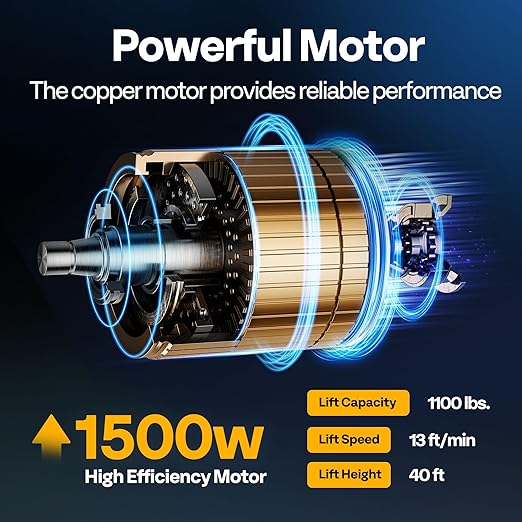 VIVOHOME 3-in-1 Electric Hoist Winch 1100lbs, 110V Portable Power Winch Crane with Wire and Wireless Remote Control, 40ft Lifting Height for Towing, Overload Protection for Garage, Factory, Warehouse