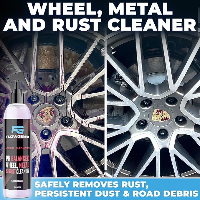 Grand Slam 5-Pack - Waterless Car Wash Detailing Spray, Tire Shine Gel, Scratch Remover, Wheel Metal Rust Cleaner, Interior Cleaner & Protector, 2 Microfiber Towels