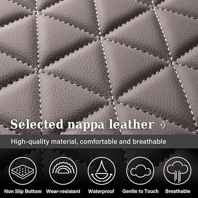 Coverado Ram Seat Covers, Waterproof RAM 1500 Seat Covers - Compatible with Ram 2002-2024 Vehicles (1500, 2500, 3500) - Curved Bench Seat, Ram 1500 Accessories (Front, Coffee)