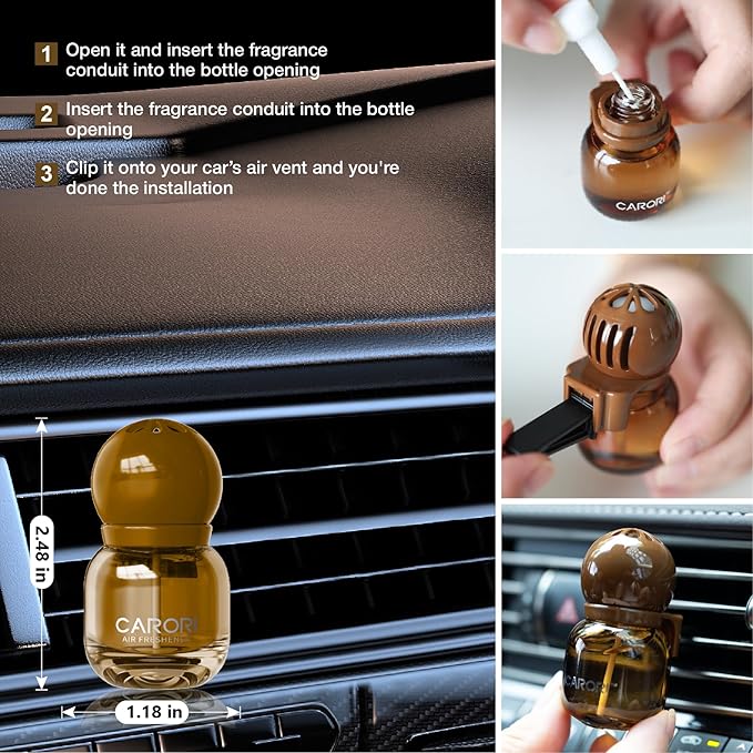 Car Air Freshener Vent Clip, Car Fresheners Long Lasting Scent (13ml x 2 Pack), Up to 180 Days, Air Freshener Deodorizer Odor Eliminator for Auto - Sandalwood Perfume