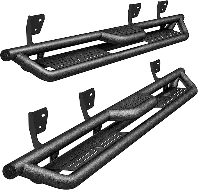 PZ Running Boards Side Steps Compatible with 09-18 Dodge Ram 1500 Quad/Extended(Incl 19-24 Classic),10-24 Ram 2500 3500,Bolt-on Nerf Bar Step Bars,Heavy-Duty Steel Two Stairs Anti-Slip Design