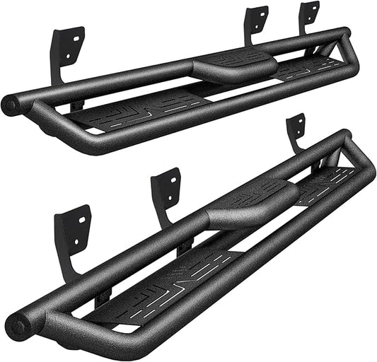 PZ Running Boards Side Steps Compatible with 09-18 Dodge Ram 1500 Quad/Extended(Incl 19-24 Classic),10-24 Ram 2500 3500,Bolt-on Nerf Bar Step Bars,Heavy-Duty Steel Two Stairs Anti-Slip Design