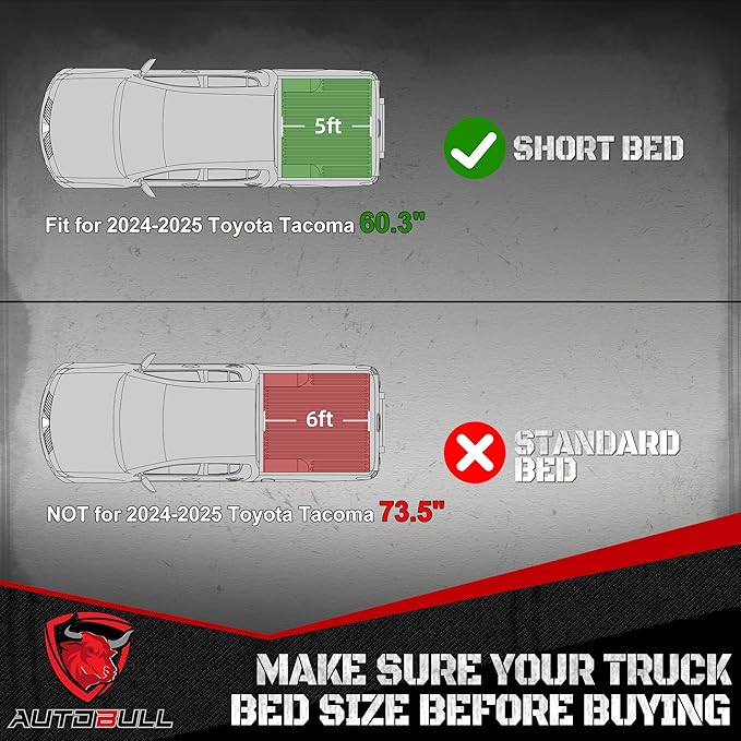 Truck Bed Mat Bed Liner Fit for Toyota Tacoma 2024-2026 (5FT,60.3") (Not Fit Drop-in Liners), Vehicle Truck Bed Liner Custom Fit All Weather Protection TPE Pickup Car Bed Mat