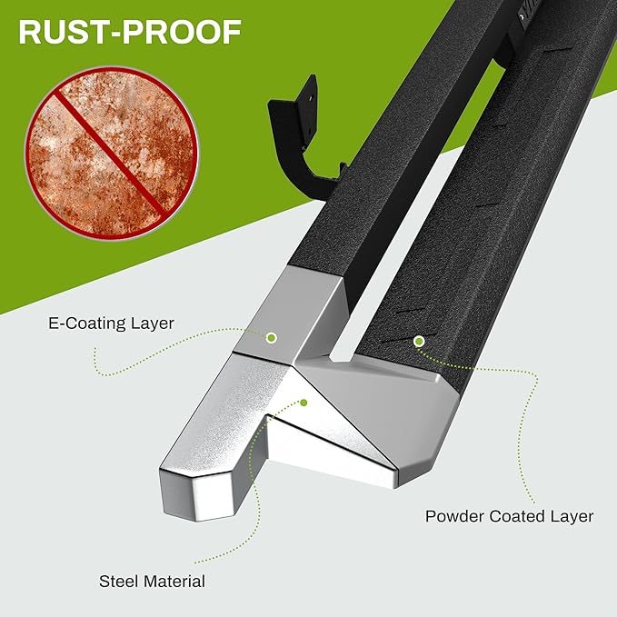 Running Boards Compatible with 2009-2018 Dodge Ram 1500 Crew Cab, 2019-2024 1500 Classic, 2010-2025 2500/3500, Drop Side Steps Carbon Steel Nerf Bars (Excl. New Body Style)