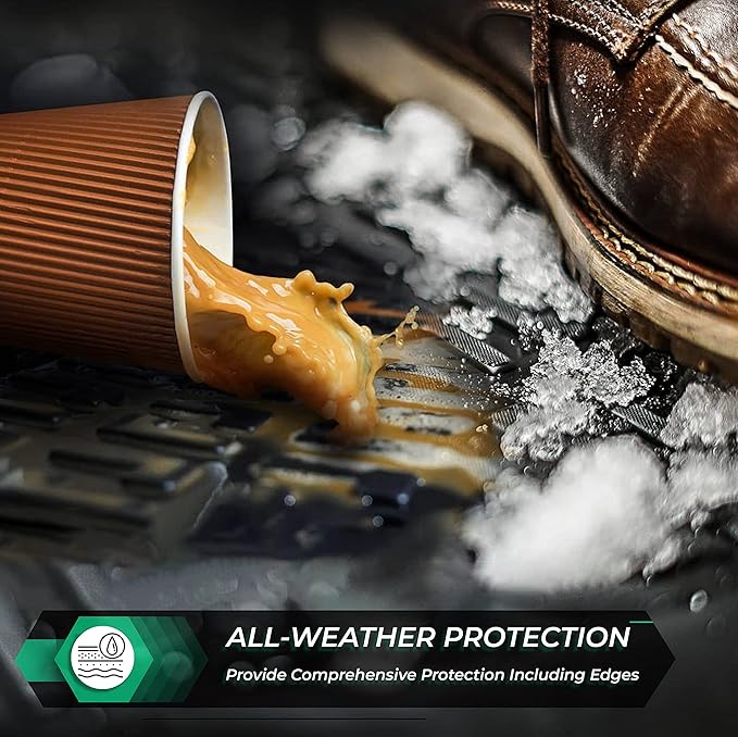 Hyundai Sonata 2015-2019 (No Hybrid Models) & Kia Optima 2016-2020 Custom Fit Floor Mats Rubber 3D Car Mats 3D Laser Measured Floor Liners All Weather TPE (Front & Rear)