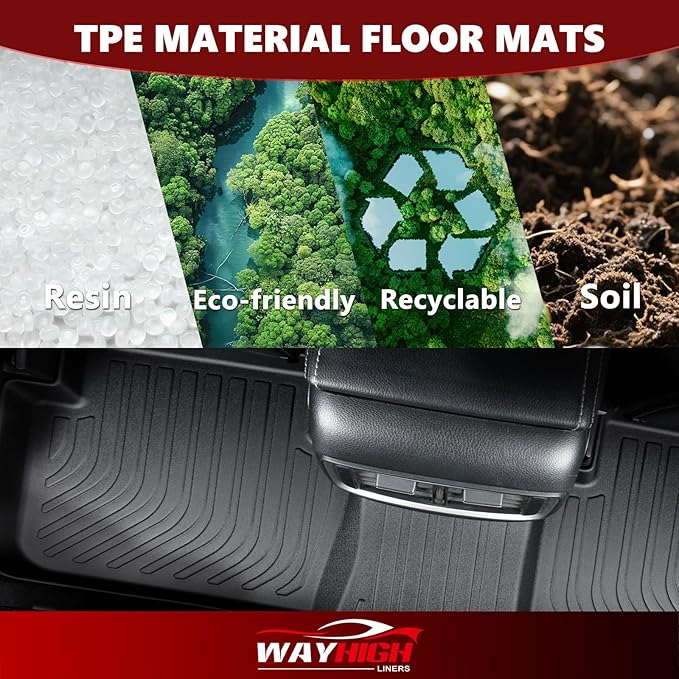 Wayhigh-All Weather Floor Mats for 2015-2020 Chevy Suburban & GMC Yukon XL（Only Fit 8 Seats） (with 2nd Row Bench Seat) Trunk Mat with Backrest Mat Waterproof Duty Rubber Cargo Liners Accessories