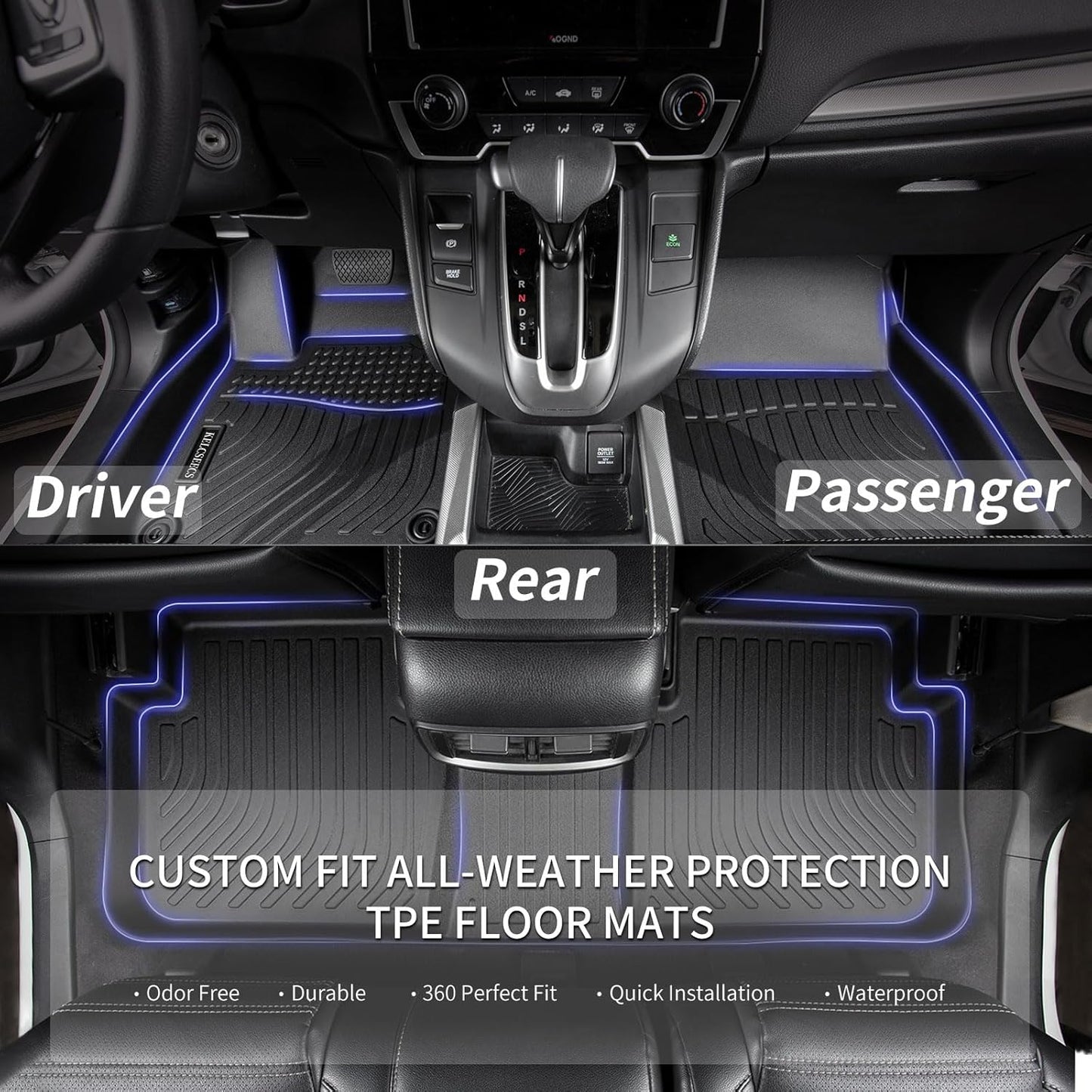 KELCSEECS® Floor Mats & Cargo Liner Custom for Hyundai Elantra 2017-2020,All Weather Protection TPE Floor Liners Front& Rear Row Full Set Elantra Accessories Black