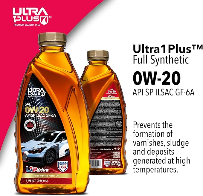 ULTRA 1PLUS SAE 0W-20 Full Synthetic Oil API SP ILSAC GF-6A - 0W20 Motor Oil, 2 Gallon
