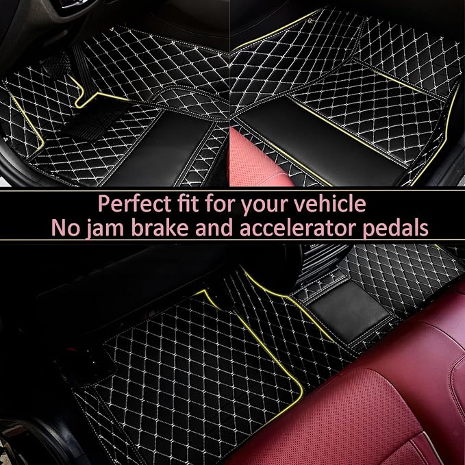 Custom car Floor mats Suitable for 99% car Truck SUV,car mats All Weather Personalized,Full Coverage Luxury Car Mats, Anti-Slip Leather Floor mats. (Beige Streak)