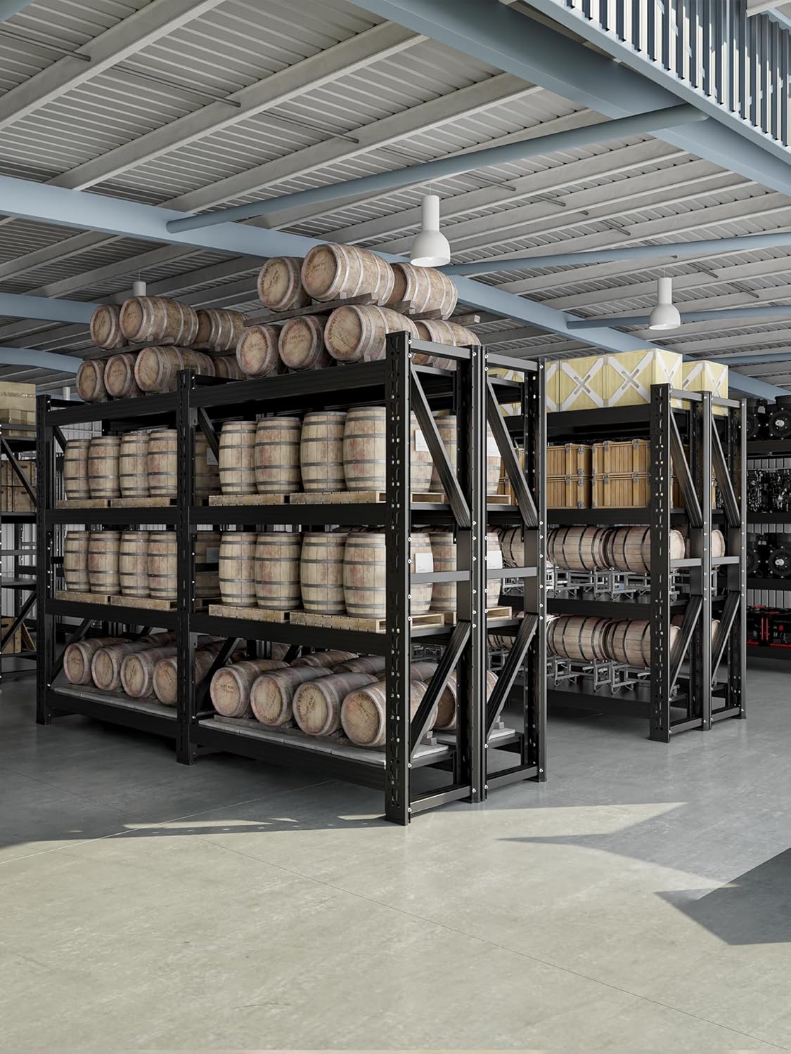 4-Tier Storage Shelves,79" H Heavy-Duty Garage Shelving Unit,Adjustable Industrial Metal Shelf System,4,000lbs Capacity,Tool Organizer for Garage,Workshop,48" W*20" D*79" H,Black