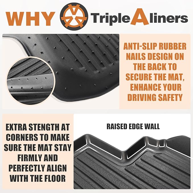 TripleAliners for 2023 2024 2025 2026 Colorado & Canyon Truck Bed Mat and Floor Mats Front Rear Full Set Liners All Weather TPE Accessories (Bed Mat+Floor Mats)