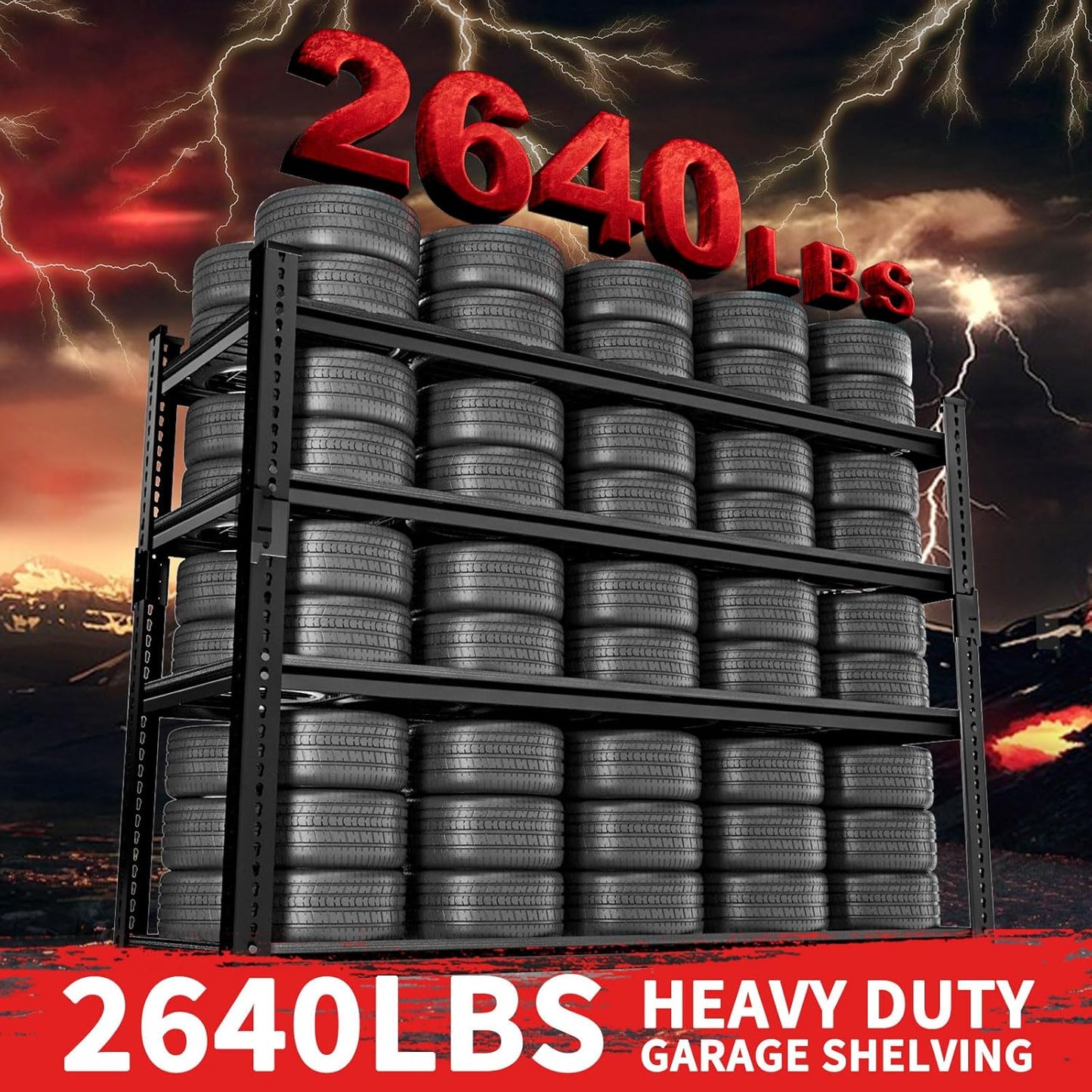 Storage Shelves 2PCS, Garage Shelving Heavy Duty 2640LBS Capacity, 48"L x 18"W x 60"H Adjustable Metal Shelving Organizer Wire Rack, 4 Tier Utility Shelf Unit for Pantry Closet Warehouse Organization