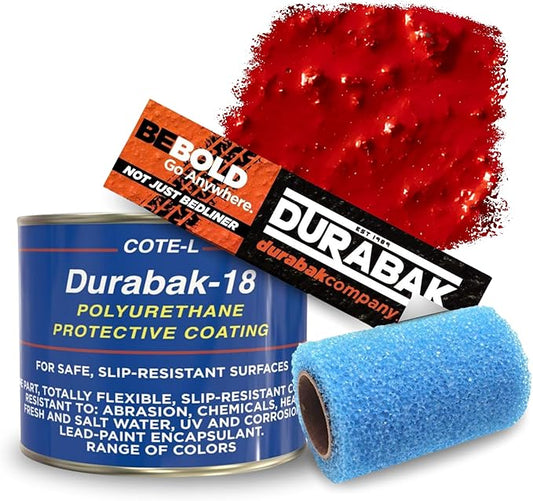 Durabak-18 Textured Truck Bed Liner Quart KIT - Roll On Coating | DIY Custom Coat for Bedliner and Undercoating, Auto Body, Automotive Rust Proofing, Boat Repair (Quart, Bright Red)