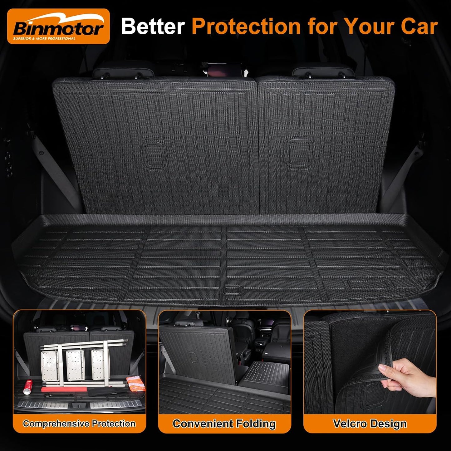 Binmotor-Floor Mats Cargo Liner Full Set for 2017-2024 Mini Countryman F60(Not for Manual Transmission),Waterproof TPE Rubber Liners for Mini Countryman Trunk Liner Accessories Mats