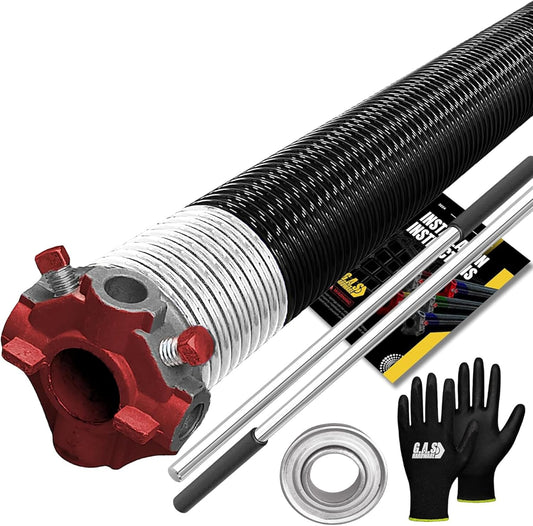 Garage Door Torsion Spring 295x2x41 Torsion Springs for Left Side of Garage Door with 1" Steel Bearing, Gloves, and Winding Bars Precision E-Coating 5-Year Warranty Minimum 30,000 Cycles (Red Cone)