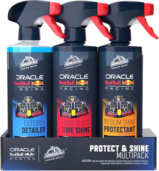 Armor All Podium Series 3-Piece Protect & Shine Car Detailing Kit Developed with Oracle Red Bull Racing, Includes Hybrid Ceramic Exterior Detailer, Tire Shine, and Interior Protectant, 16 fl oz Each