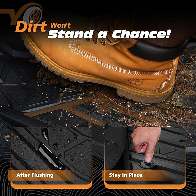 Floor Mats for Toyota Tundra (Only Fit CrewMax Cab 2022-2025), Custom Fit TPE All Weather Front & Rear Row Floor Liner Black