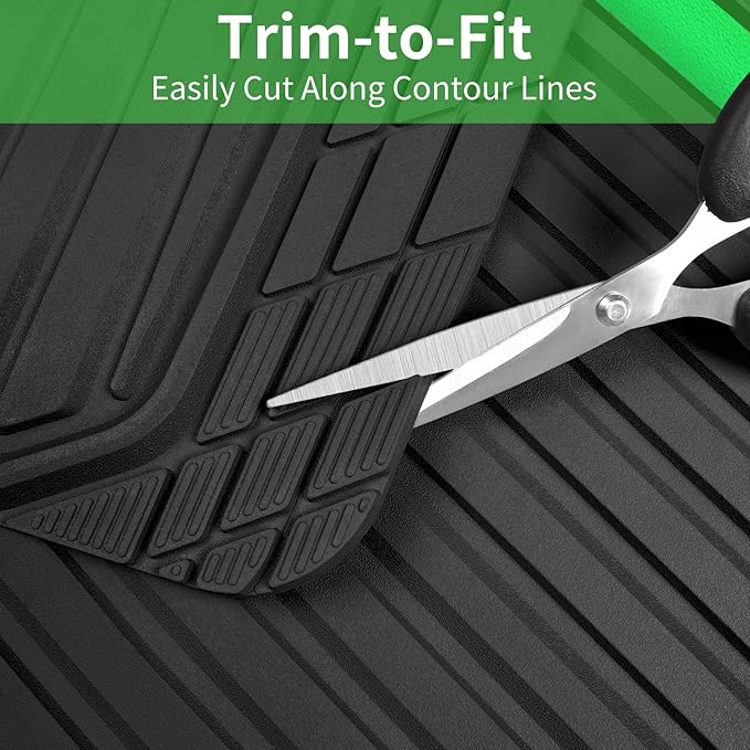 CAR PASS Heavy Duty Rubber Car Mats Metallic,Aluminum Film All Weather Floor Mats Waterproof Universal Trim to Fit SUVs Sedans Vans 4 Piece Anodized Deep Dish Two-Tone Sporty Black Green Chrome