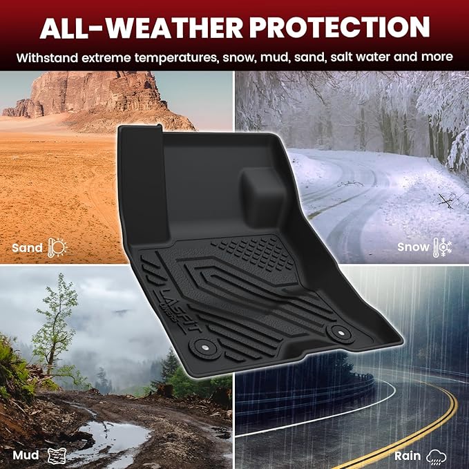 LASFIT Floor Mats and Cargo Liner for Ford Escape Hybrid 2020-2025 2026(NOT for Gasoline Models) All Weather Protector TPE Custom Fit Car Floor Liners, 1st & 2nd Row & Trunk Set, 4PCS Black