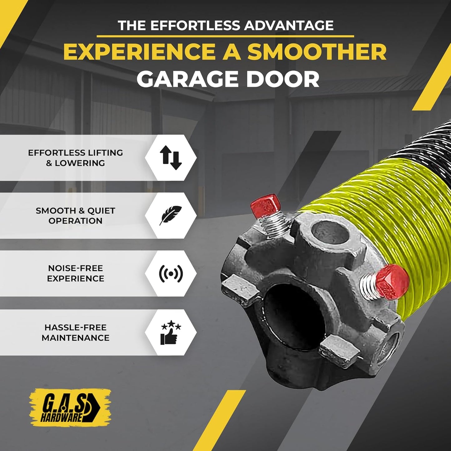 Garage Door Torsion Spring 207x2x20 Torsion Spring for Right Side of Garage Door with 1" Steel Bearing, Gloves, and Winding Bars Precision E-Coating 5-Year Warranty Minimum 30,000 Cycles (Black Cone)