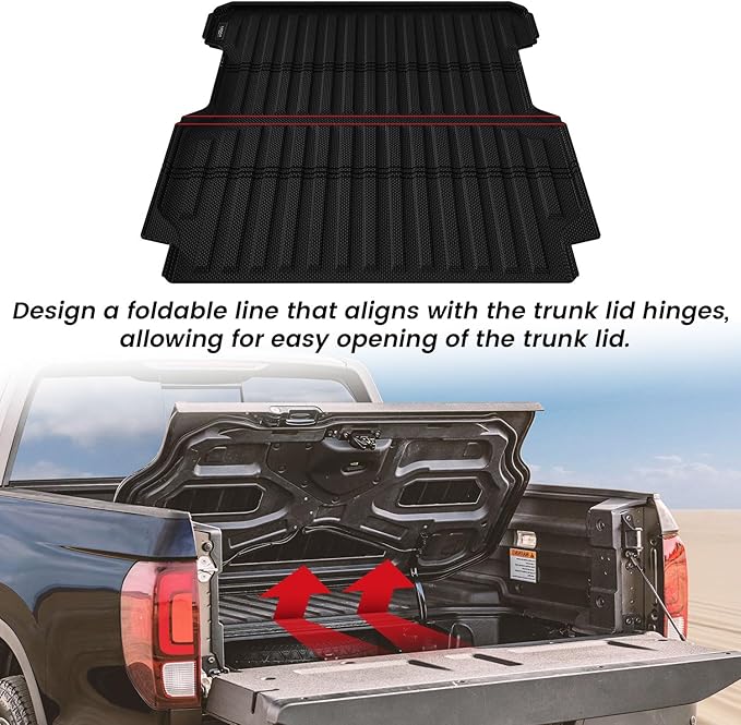 LASFIT Truck Bed Mat for Honda Ridgeline 2026 2025 2024 2023 2022 2021 2020 2019 2018 2017 5.3FT (64.0 in) Bed Mat, TPE All Weather Custom Fit Truck Cargo Bed Liner, Black