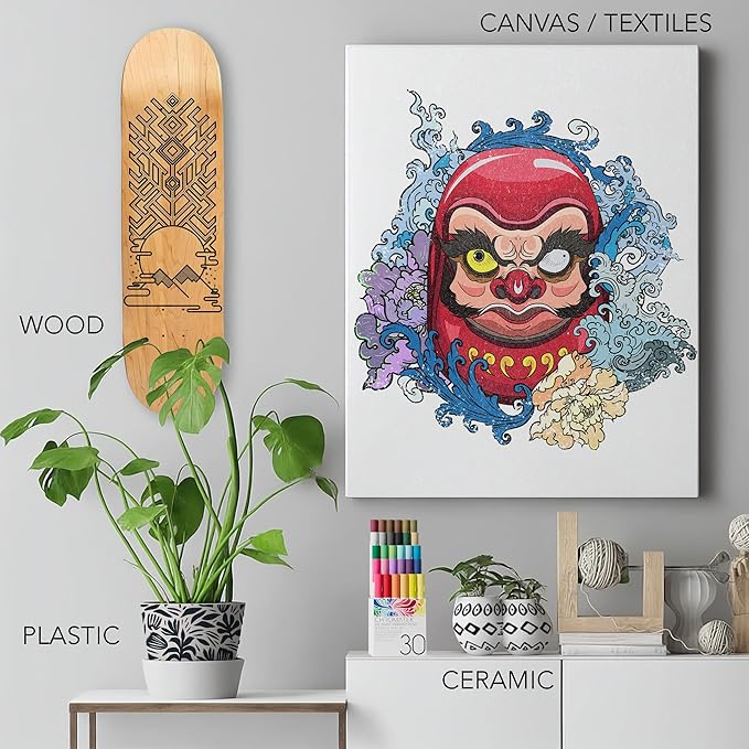 CHROMATEK Dual Tip Oil Based Paint Markers - 30 Colors Permanent Paint Pens for Rock Painting, Canvas, Glass, Wood, Stone & DIY Art Supplies - Quick Drying Waterproof Pen with Video Tutorials & Ebook