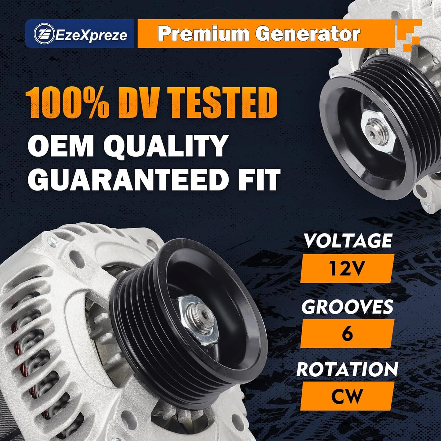 EzeXpreze New Alternator fit for Honda for Accord 2004 2005 2006 2007 130Amp 12V Compatible V6 3.0L, Replace# 104210-3500, 104210-4480, 104210-4481, 31100-RCB-Y01, 31100-RCB-Y02, 31100-RCB-505RM