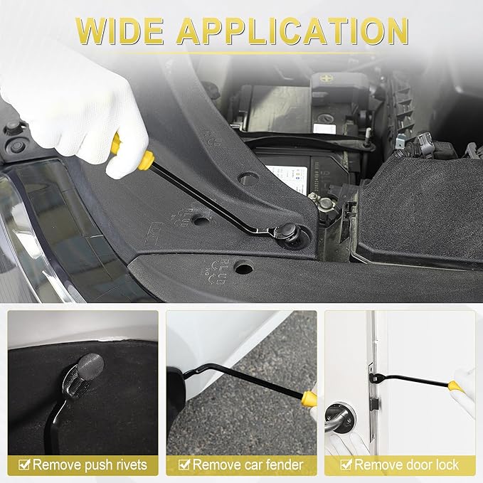 LivTee 5 pcs Auto Trim Removal Tool Kit, No Scratch Plastic Pry Tool Kit - Interior Door Panel Clip Fastener Removal Set for Vehicle Dash Radio Audio Installer (Yellow)