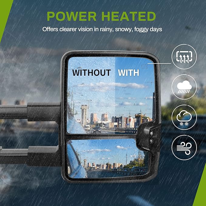 AUTOSAVER88 Towing Mirrors Compatible with 2014-2018 Chevy Silverado GMC Sierra 1500, 2015-2018 Silverado/Sierra 2500HD 3500HD Pickup, Tow Mirrors with Power Heated Turn Signal Light LH+RH Side Pair