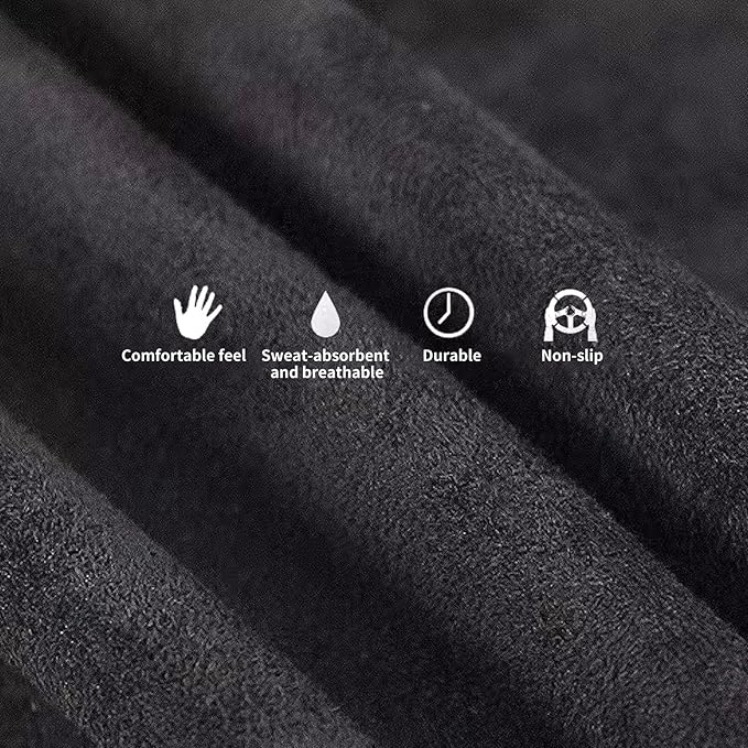 Suede Leather Steering Wheel Cover - DIY Stitch-On Wrap with Needle & Thread (Multiple Thread Colors), Breathable Cowhide, Non-Slip Grip, Fits 16-17 Inch, Comfortable & Durable for Year-Round Use