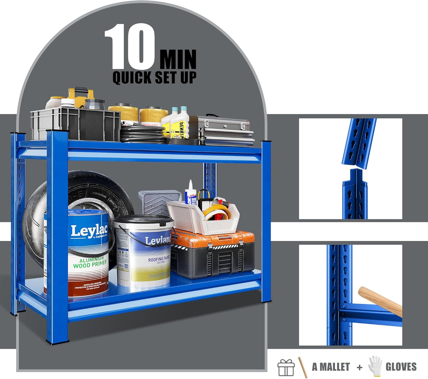 Garage Shelving Heavy Duty，Large Loads Adjustable Garage Storage Shelves, Metal Storage Racks and Shelving Units, Utility Rack Shelves,48”W x 18”D x 39”H,Blue