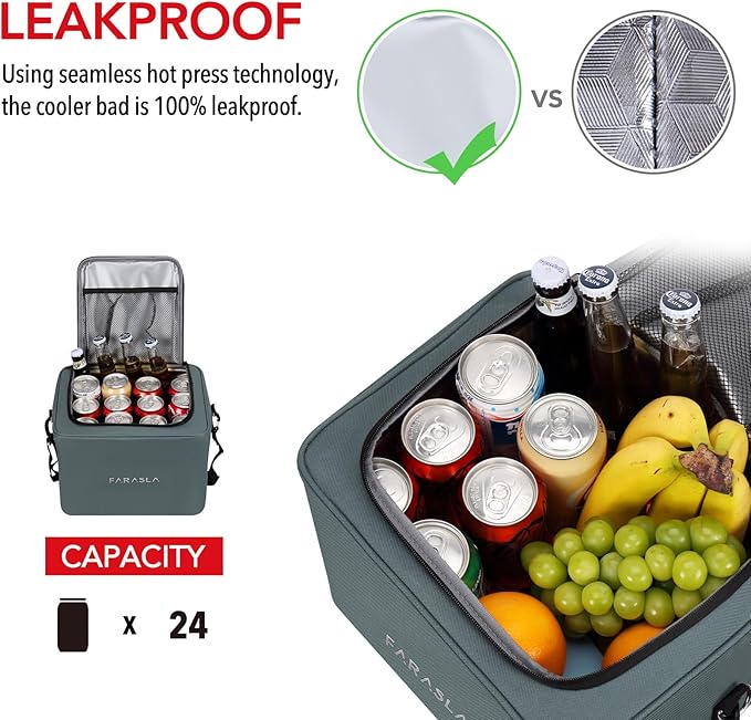 Farasla Waterproof Trunk Organizer with Insulated Leakproof Cooler Bag, Foldable Cover, Adjustable Securing Straps (4-in-1 w/Cooler, Gray)