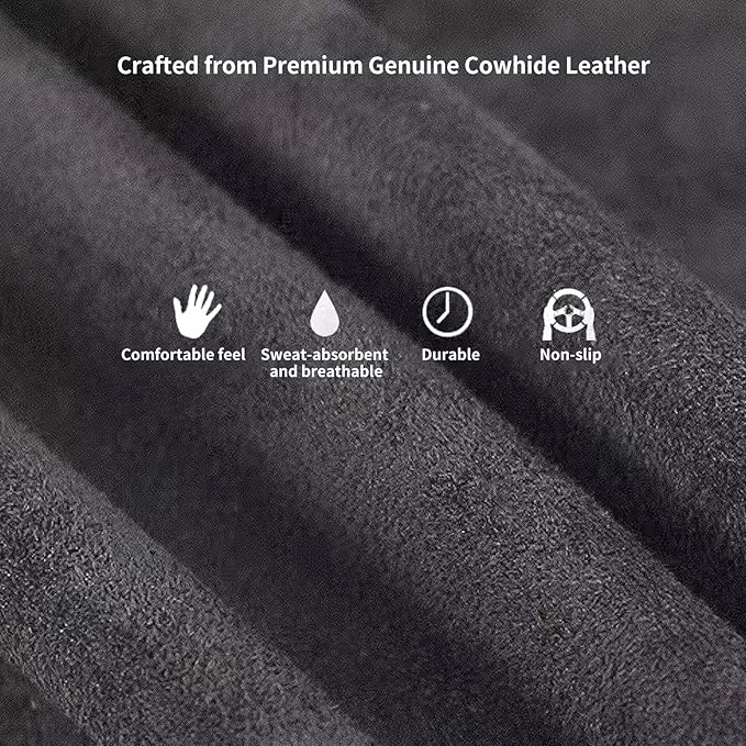 Suede Leather Steering Wheel Cover - DIY Stitch-On Wrap with Needle & Thread (Multiple Thread Colors), Breathable Cowhide, Non-Slip Grip, Fits 18-19 Inch, Comfortable & Durable for Year-Round Use