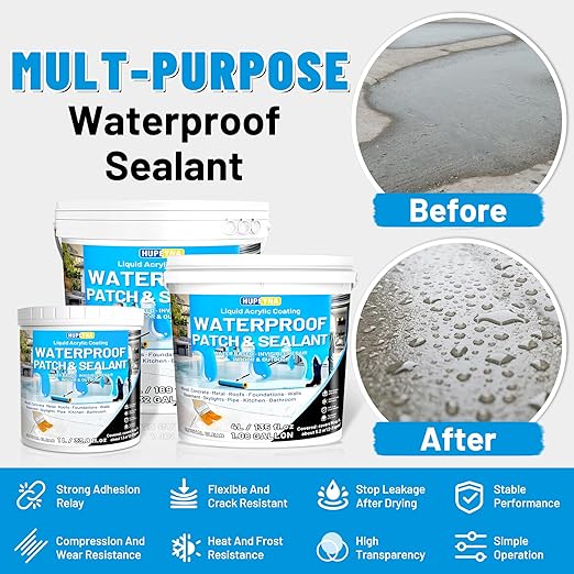 Waterproof Sealant, Liquid Transparent Waterproof Coating Repairing Anti-Leakage Agent, Invisible Water Proof Adhesive Indoor and Outdoor Water-Based Waterproofing Glue 4L