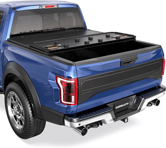 Hard Tri Truck Bed Tonneau Cover Compatible for 2009-2014 Ford F150 Styleside (Not for Flareside) 5'5" Bed