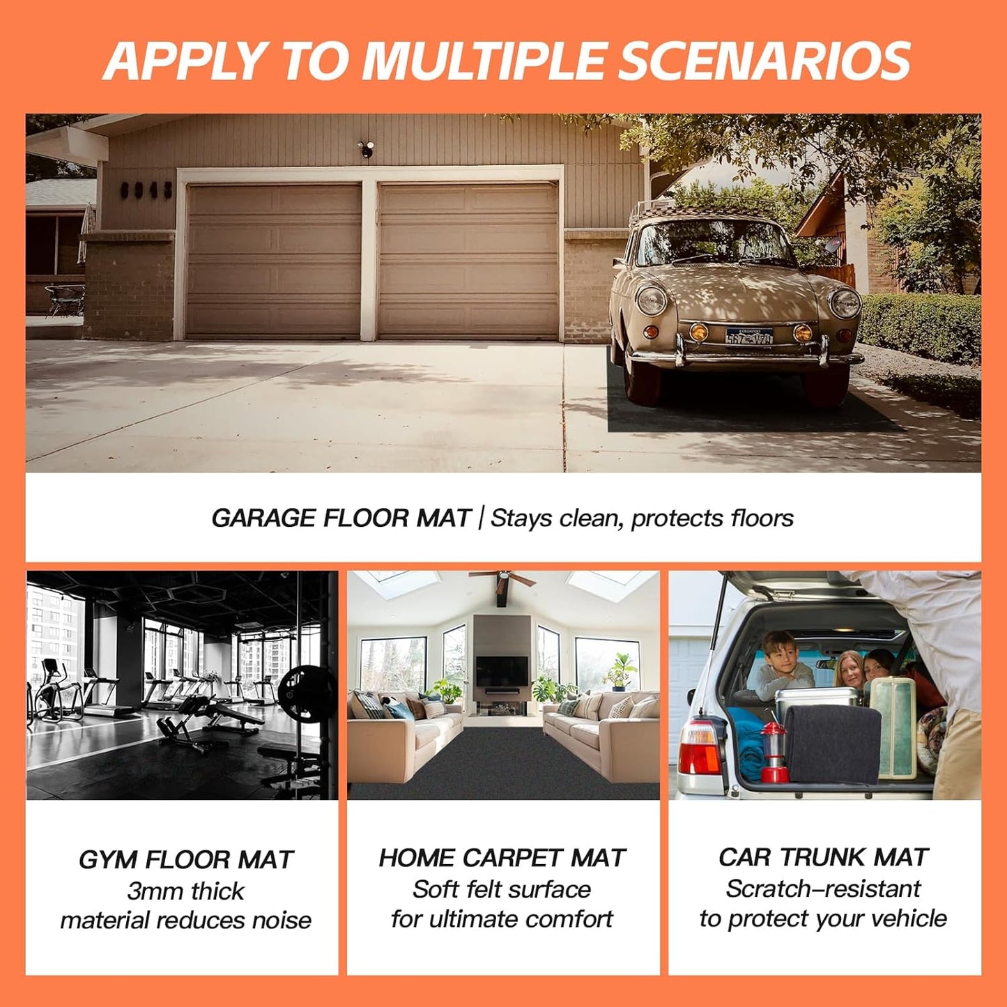 7.5'x 20' Garage Floor Mat & Oil Spill Mat, Heavy Duty Under Car Mat for Garage & Driveway, Protects Against Oil, Chemicals & Stains with TPE Anti-Leak Backing, Reusable & Washable