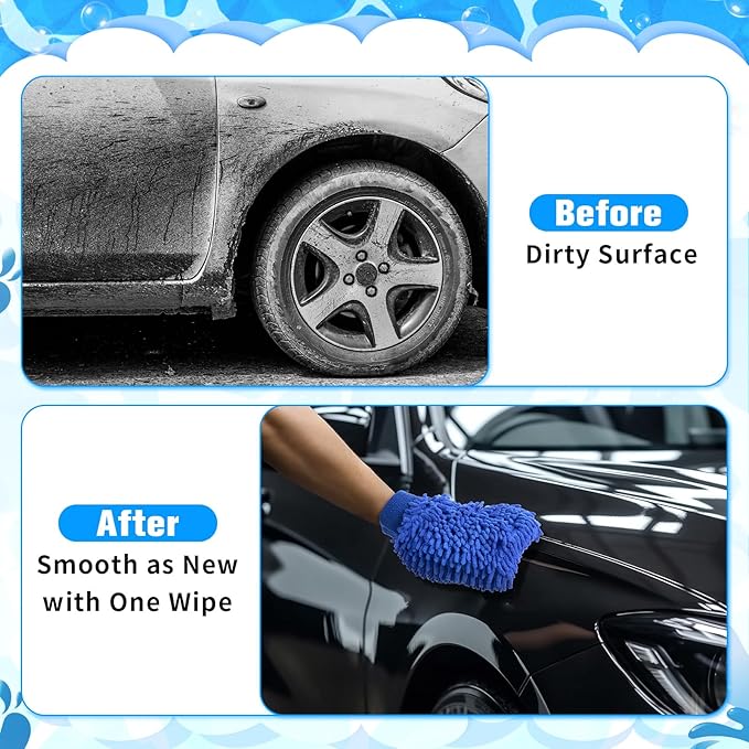 Patelai 30 Pcs Car Wash Mitt Scratch Free Microfiber Chenille Car Wash Gloves Double Sided Absorbent Mitt for Washing Cleaning Cars Trucks Boats, 9.45 x 5.9 Inch